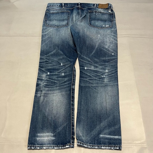 Polo Ralph Lauren Varick Slim Straight Jean Men 38x30 Distress Honeycomb Whisker - Picture 1 of 16